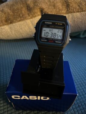 Casio Black Digital Resin Watch with Blue Accent